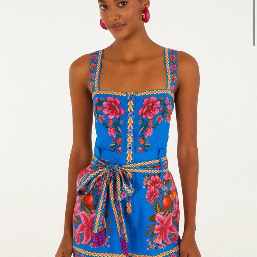 NWT Farm Rio Floral Blue Romper - Picture 2 of 8